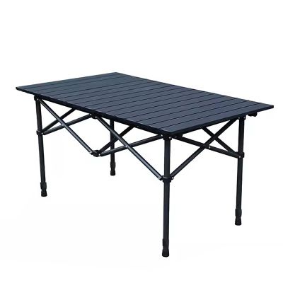 zxhrybh Folding Camping Table with Mesh Bag, Portable Camping Table, Lightweight Aluminum Roll-Up Folding Table, for Outdoor Camping, Picnics, Beach, Backyard(Black,Table,37.4in/95cm)