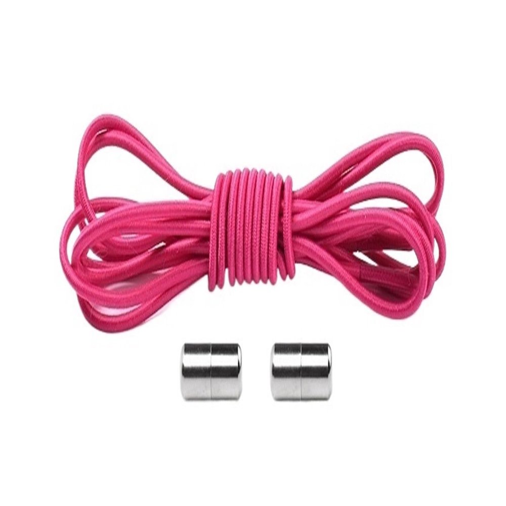 1Pair Elastic Shoelaces Round No Tie Shoe Laces Sneakers Shoelace Elastic Laces Lock One Size Fits All Shoes (Color : Rose red)