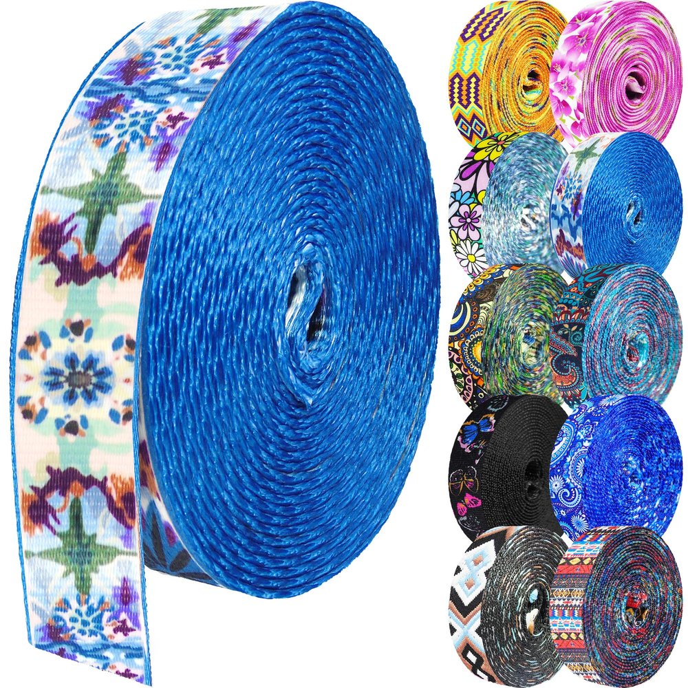 Grosun 1.5 inch Patterned Nylon Webbing Belt Webbing Straps Purse Straps Backpack Straps Nylon Belt for Seatbelt, Bags, Backpacks, Luggage (FF, 3.3 Yards)