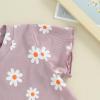 0-3T Toddler Baby Girl Summer Clothes Short Sleeve Floral Tshirt Tops and Shorts Set Oversized Outfit Boho Clothes (Purple, 18-24 Months) view 4