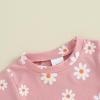 0-3T Toddler Baby Girl Summer Clothes Short Sleeve Floral Tshirt Tops and Shorts Set Oversized Outfit Boho Clothes (Pink, 12-18 Months) view 3
