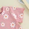 0-3T Toddler Baby Girl Summer Clothes Short Sleeve Floral Tshirt Tops and Shorts Set Oversized Outfit Boho Clothes (Pink, 12-18 Months) view 4