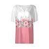 NineFit Basics Short Sleeve Top for Women V Neck 2024 Summer Pullover Printed Casual T Shirt Button Plus Size Fashion Blouse Tees Short Sleeve Shirts for Women Trendy2-Pink,Large view 3
