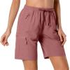 Hugut Women's Lightweight Hiking Cargo Shorts Quick Dry Athletic Shorts for Camping Travel Golf with Zipper Pockets Water Resistant Dusty Pink view 2