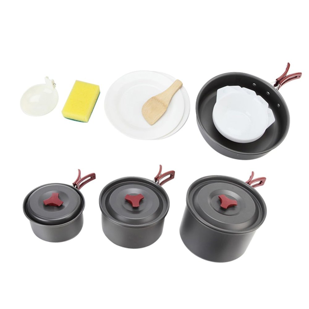 BIUDECO Backpacking Camping Kit Folding Pot Cooking Utensils Set Outdoor Cooking Accessory