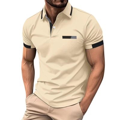 Ymosrh Golf Shirts for Men Tall, Polo Shirt Casual Short Sleeve T Shirt Classic Fit Shirts Polos Athletic Shirts Black Short Mens Shirt Business Casual Man Shirt Polos Shirt (L, Khaki)