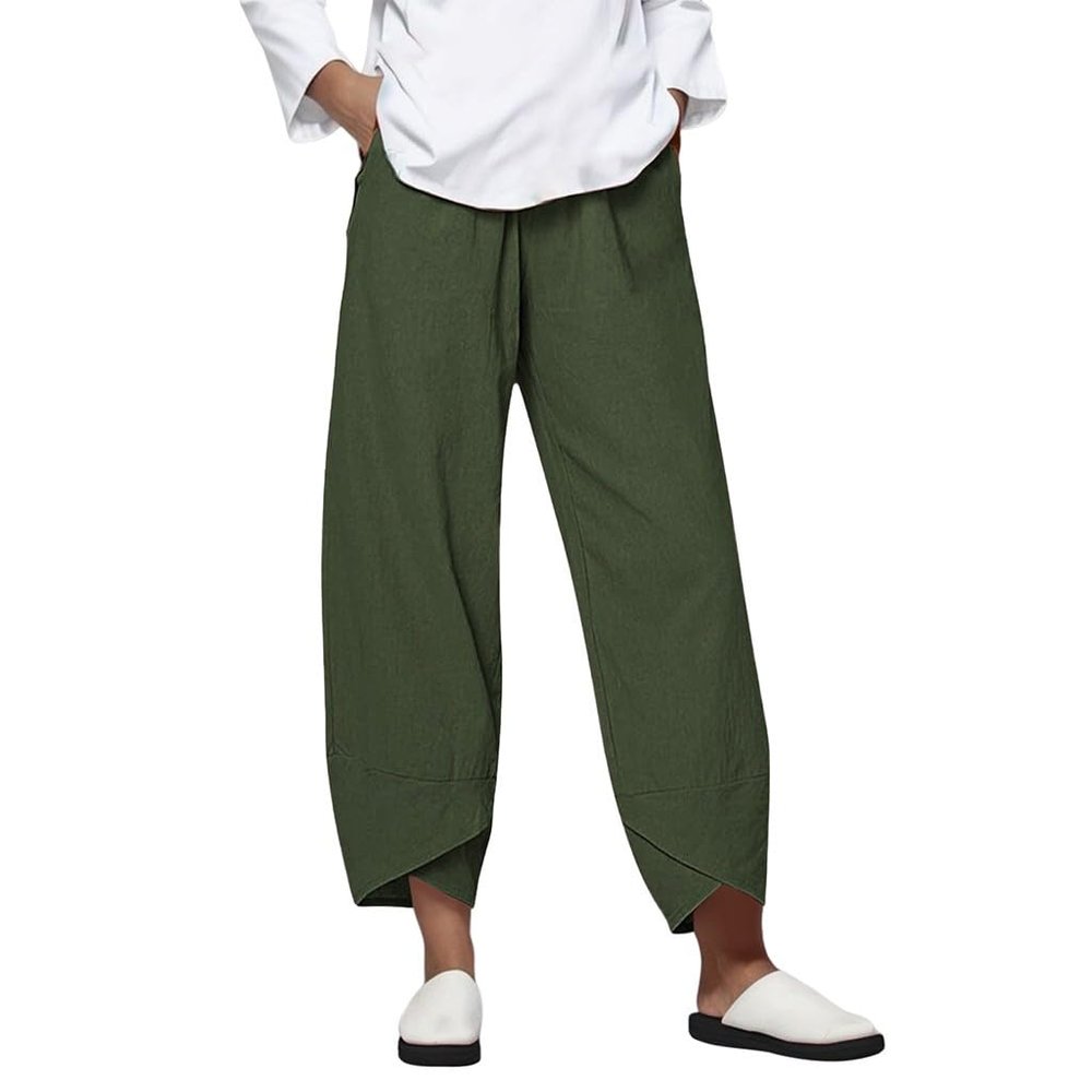 Work Pants for Women Plus Size Pants for Women Linen Capris for Women Casual Summer Leggings for Women Plus Size Smocked Pants for Women Womens Plus Size Leggings,B-Army Green,4X-Large