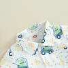 Toddler Boys Dress Clothes Kids Animal Print Button Down Shirt Solid Color Shorts Boys Summer Gentleman Suit Outfit (Dinosaur Blue 1, 12-18 Months) view 4