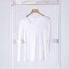 Fldy Womens Ultrathin Thermal Underwear Thermal Shirts Long Sleeve Base Layer Scoop Neck T-shirt Seamless Tops White Large view 2