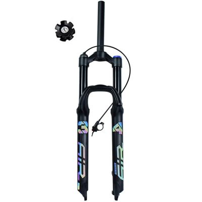 27.5 29 in Folding Bike Suspension Fork 28.6 Threadless Straight Tube Disc Brake XC AM Mountain Bike Bicycle Front Forks Travel 140mm QR 9mm Crown Line Lockout (Color : Black Remote, Size : 27.5inch