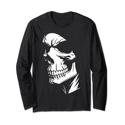 Grim Reaper - Skeleton Skull Face - Grunge Goth Long Sleeve T-Shirt
