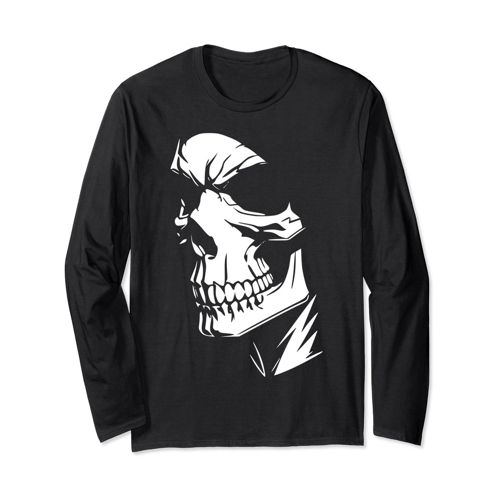 Grim Reaper - Skeleton Skull Face - Grunge Goth Long Sleeve T-Shirt