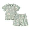 fhutpw Toddler Baby Girls Summer Outfits Daisy Ruffle Short Sleeve T-Shirts Tops Floral Shorts 2Pcs Clothes Set 6M-4T (E Green, 0-6 Months) view 1