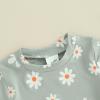 fhutpw Toddler Baby Girls Summer Outfits Daisy Ruffle Short Sleeve T-Shirts Tops Floral Shorts 2Pcs Clothes Set 6M-4T (E Green, 0-6 Months) view 4