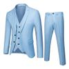MenS Slim Fit Suit Tuxedo Set One Button 3-Piece Blazer Dress Business Wedding Party Jacket Vest & Pant (S-cm,Light Blue 1) view 1