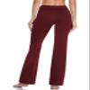 HISKYWIN Side Pockets Yoga Pants 4 Way Stretch Tummy Control Workout Running Pants, Long Bootleg Flare Pants HF201-Burgundy-XL view 4