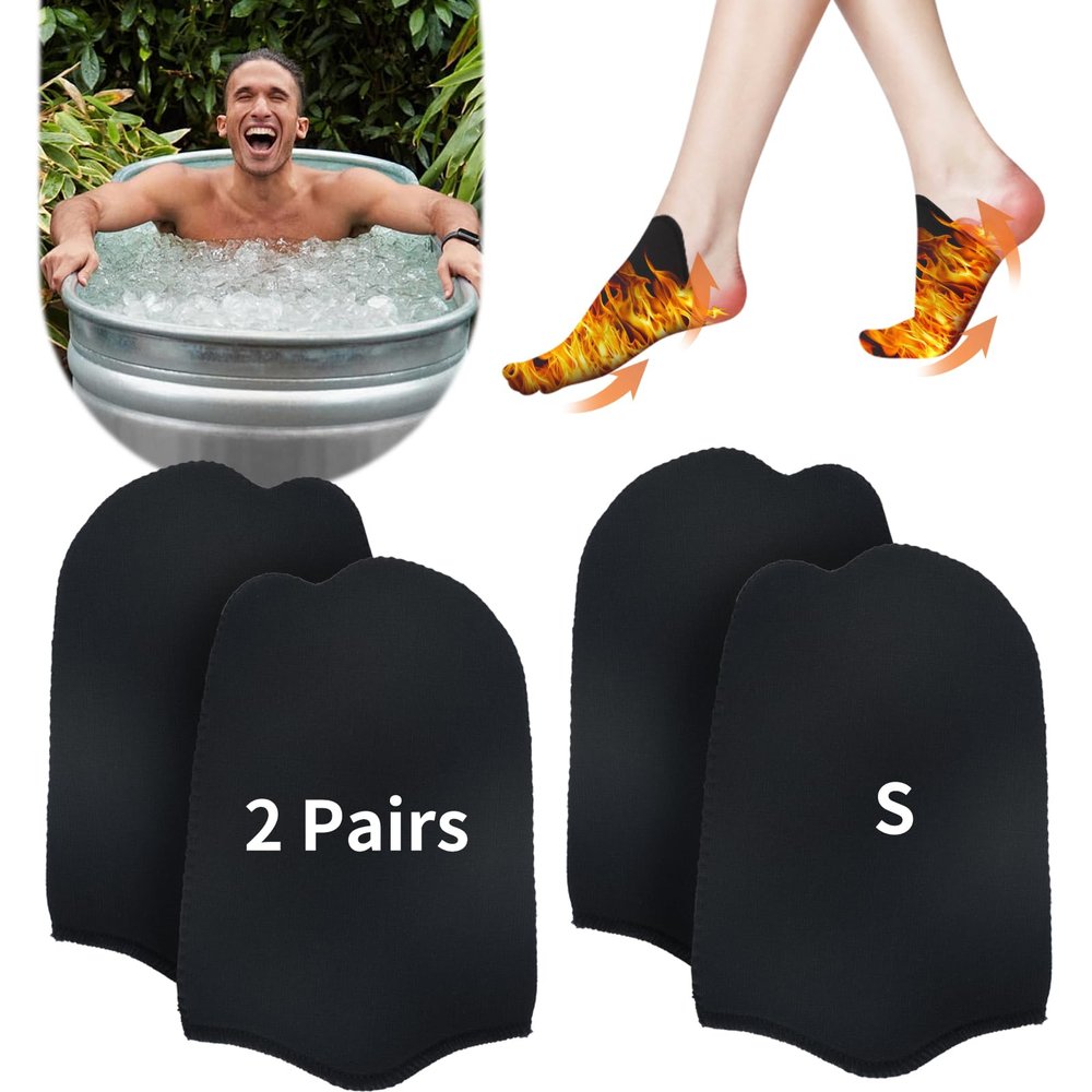 2 Pairs Ice Bath Toe Socks, Cold Plunge Toe Covers, Ice Bath Toe Booties Cold Plunge Toe Booties, Cold Plunge Tub Accessories, Reusable Neoprene Toe Warmers for Cold Plunge at Home S-Black