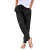 Linen Pants for Women Plus Size Pants for Women Comfy Clothes for Women Khaki Dress Pants for Women Extra Long Linen Pants Women Tall Womens Plus Size Fall Clothes,Black,Medium