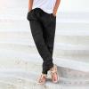 Linen Pants for Women Plus Size Pants for Women Comfy Clothes for Women Khaki Dress Pants for Women Extra Long Linen Pants Women Tall Womens Plus Size Fall Clothes,Black,Medium view 2
