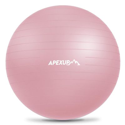 APEXUP Yoga Ball Exercise Ball Anti Slip Heavy Duty for Fitness, Balance & Core Workout (L (23"~26") 65cm, Pink)