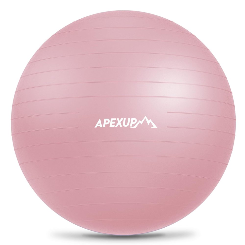 APEXUP Yoga Ball Exercise Ball Anti Slip Heavy Duty for Fitness, Balance & Core Workout (L (23"~26") 65cm, Pink)
