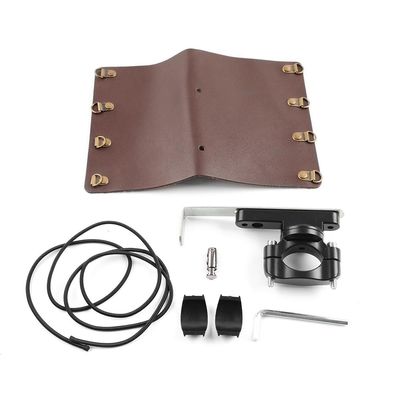 LIRU 22-28mm Handlebar Drink Hanging Holder Bottle Cup Mount Synthetic Leather Dark Brown Motorcycle For Universal Dirt Bike ATV Scooter Cafe Racer Chopper