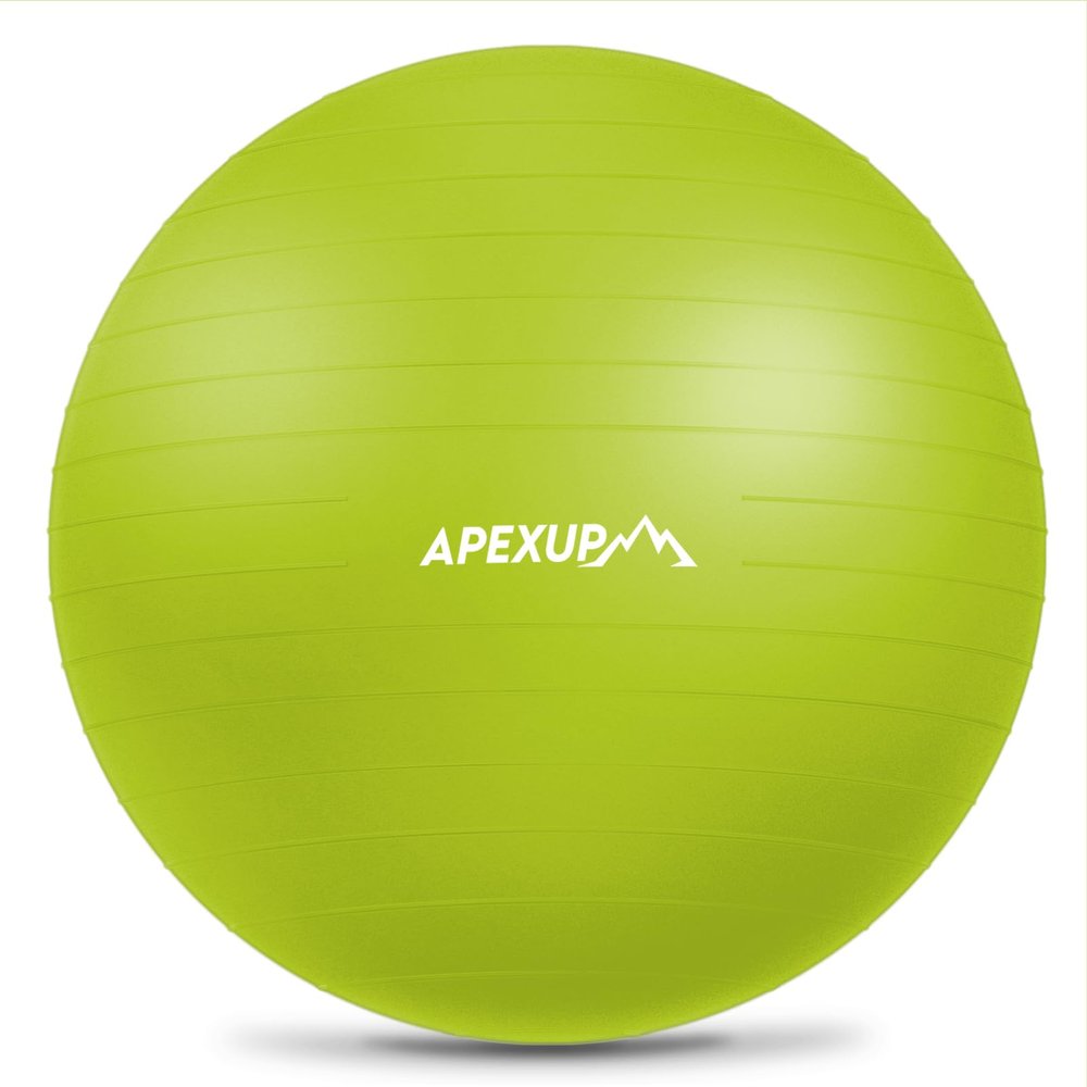 APEXUP Yoga Ball Exercise Ball Anti Slip Heavy Duty for Fitness, Balance & Core Workout (L (23"~26") 65cm, Green)