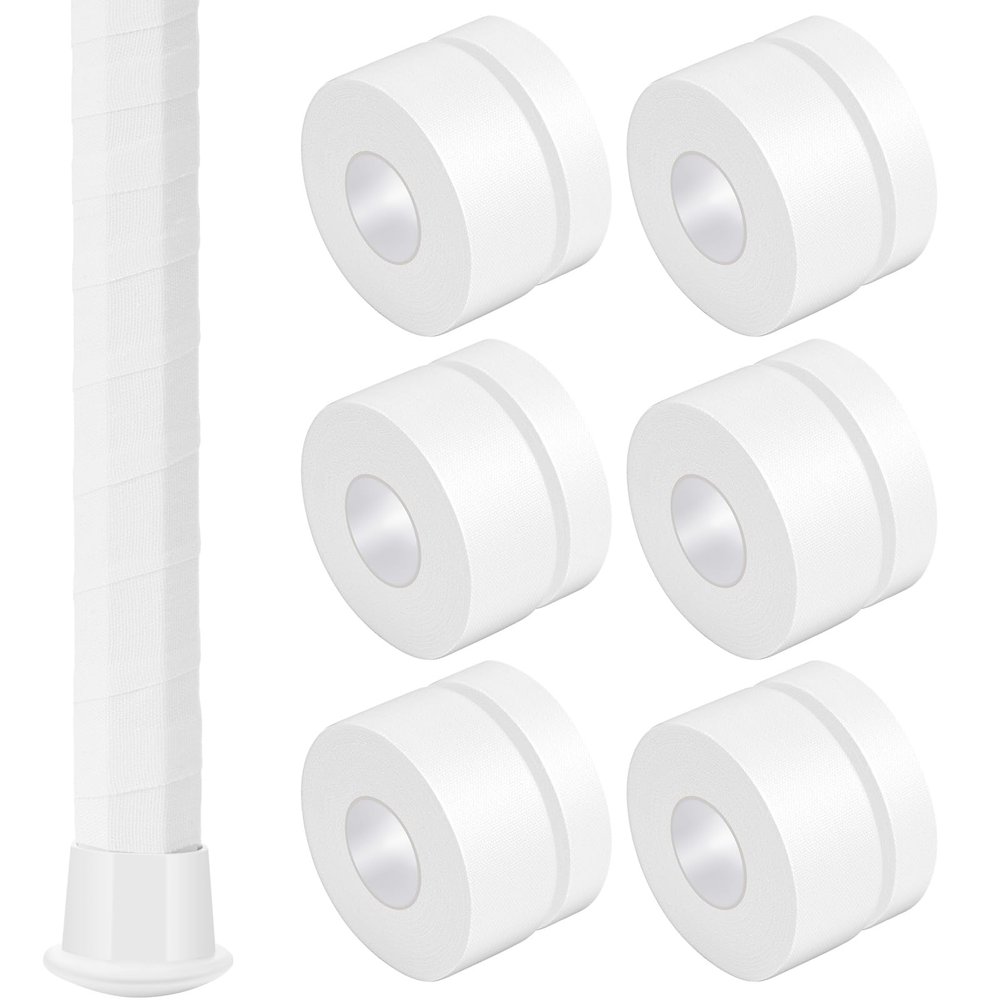 Gemscream 12 Pcs 30 ft Lacrosse Stick Tape 1 Inch 1/2 Inch Non-precut Cotton Sweat Absorbent Bat Grip Tape for Lacrosse Baseball Bats (White)