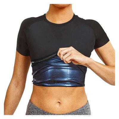 TIGAILIAN Sweat T-Shirt Men's Sweat Suit, Neoprene Sauna Shirt Fitness Trainer Waist, Gym Tank Top Body Shaper Workout Yoga Bodybuilding Running Sauna Suits (Color : Women, Size : Large)