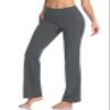 HISKYWIN Side Pockets Yoga Pants 4 Way Stretch Tummy Control Workout Running Pants, Long Bootleg Flare Pants HF201-Dark Gray-M view 3