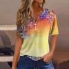 NineFit Basics Women Tops Short Sleeve Button Casual Pullover Plus Size Fashion T Shirt 2024 Summer Printed V Neck Blouse Tees Cold Shoulder Tops for Women Short Sleeve2-Saffron,3X-Large view 2