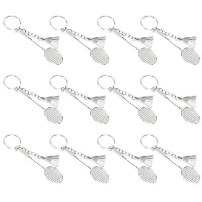 CFTGIW 12Pcs Cute Badminton Racket Keychain, Fashionable Keyrings for Lovers, Made of Alloy