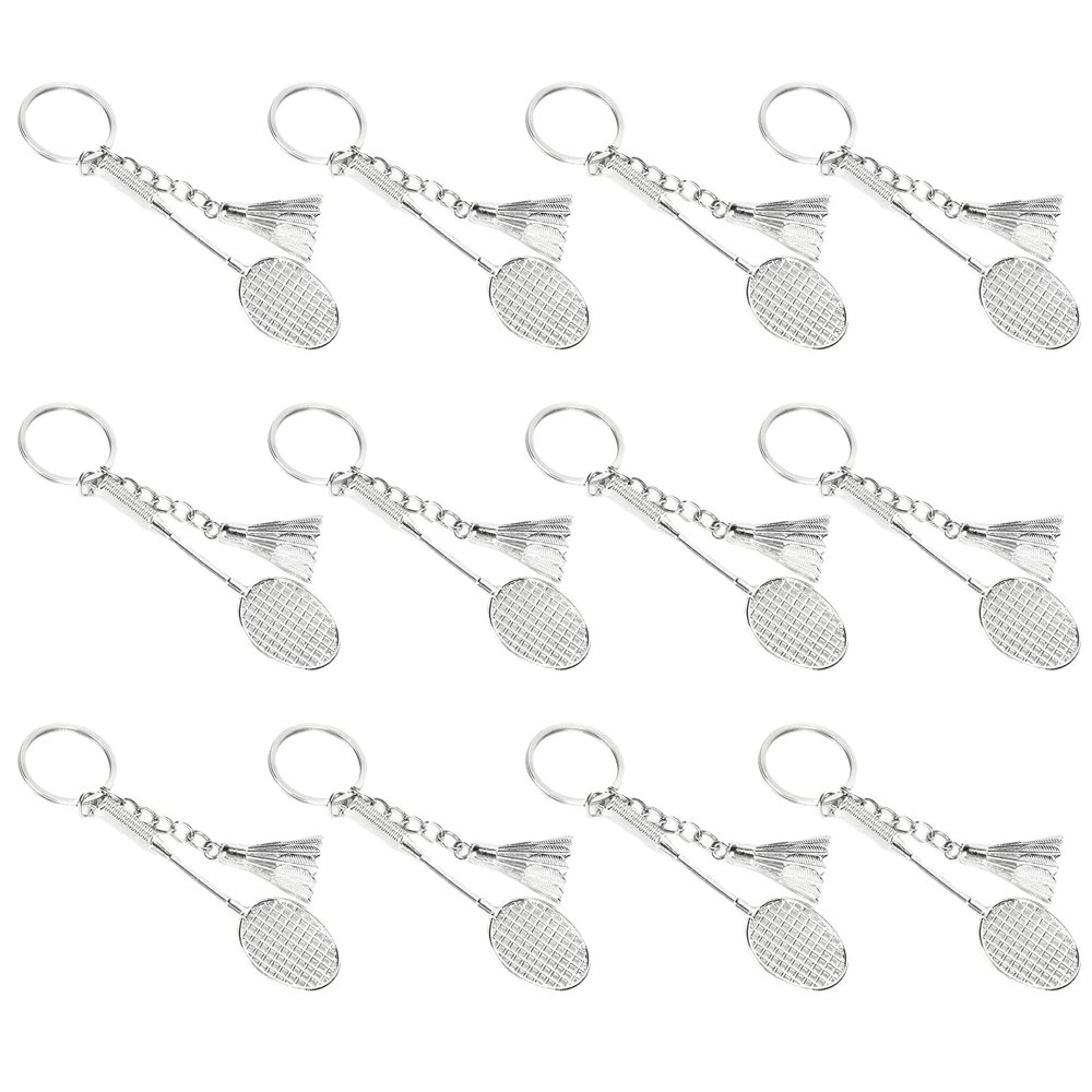 CFTGIW 12Pcs Cute Badminton Racket Keychain, Fashionable Keyrings for Lovers, Made of Alloy