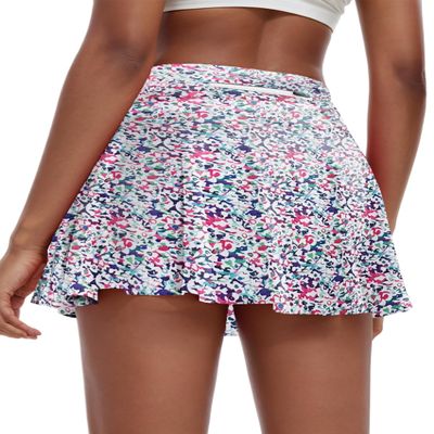 Oyamiki Womens Floral Print Skirt Inner Short Tennis Skirts Plus Size Athletic Skort Flowy Skorts with Pockets Fashion Golf Clothing XL