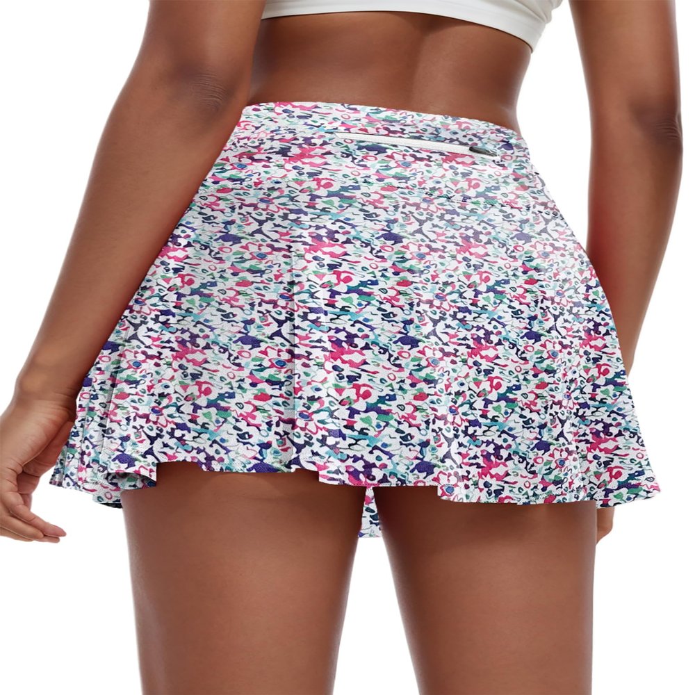 Oyamiki Womens Floral Print Skirt Inner Short Tennis Skirts Plus Size Athletic Skort Flowy Skorts with Pockets Fashion Golf Clothing XL