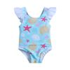 Toddler Little Girls Swimsuit Ruffles Sleeveless Bathing Suit Swimwear Summer Cute Swimwear (Blue, 3-6 Months) view 1