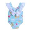 Toddler Little Girls Swimsuit Ruffles Sleeveless Bathing Suit Swimwear Summer Cute Swimwear (Blue, 3-6 Months) view 2