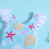 Toddler Little Girls Swimsuit Ruffles Sleeveless Bathing Suit Swimwear Summer Cute Swimwear (Blue, 3-6 Months) view 4