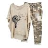 BOXIACEY Summer Matching Set, 2 Piece Outfits for Women Summer Cotton Linen Set Plus Size Camouflage Sets Casual Two Piece Tracksuit Sets view 1