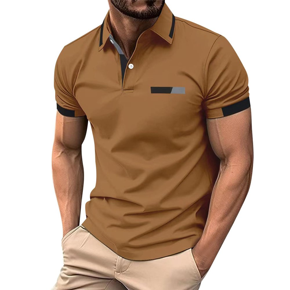 Ymosrh Golf Shirts for Men, Polo Casual Short Sleeve T Shirt Classic Fit Shirts Polos Mens Shirts Dry Fit Men's Shirts with Pocket Business Casual Shirts (XL, Coffee)