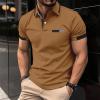 Ymosrh Golf Shirts for Men, Polo Casual Short Sleeve T Shirt Classic Fit Shirts Polos Mens Shirts Dry Fit Men's Shirts with Pocket Business Casual Shirts (XL, Coffee) view 3
