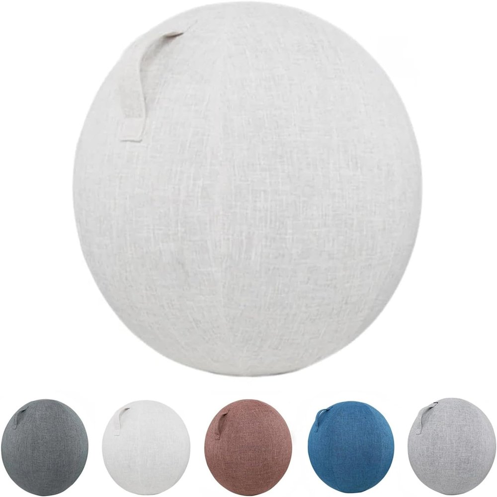 OMIREL Protective Ball Cover for Office and Home 55/65/75Cm Exercise Ball Cover Home-Use Yoga with Convenient Carry Handles Foldable Durable Office Chair Balance Ball Chair,White,55cm