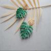 Monstera earrings Pink view 2