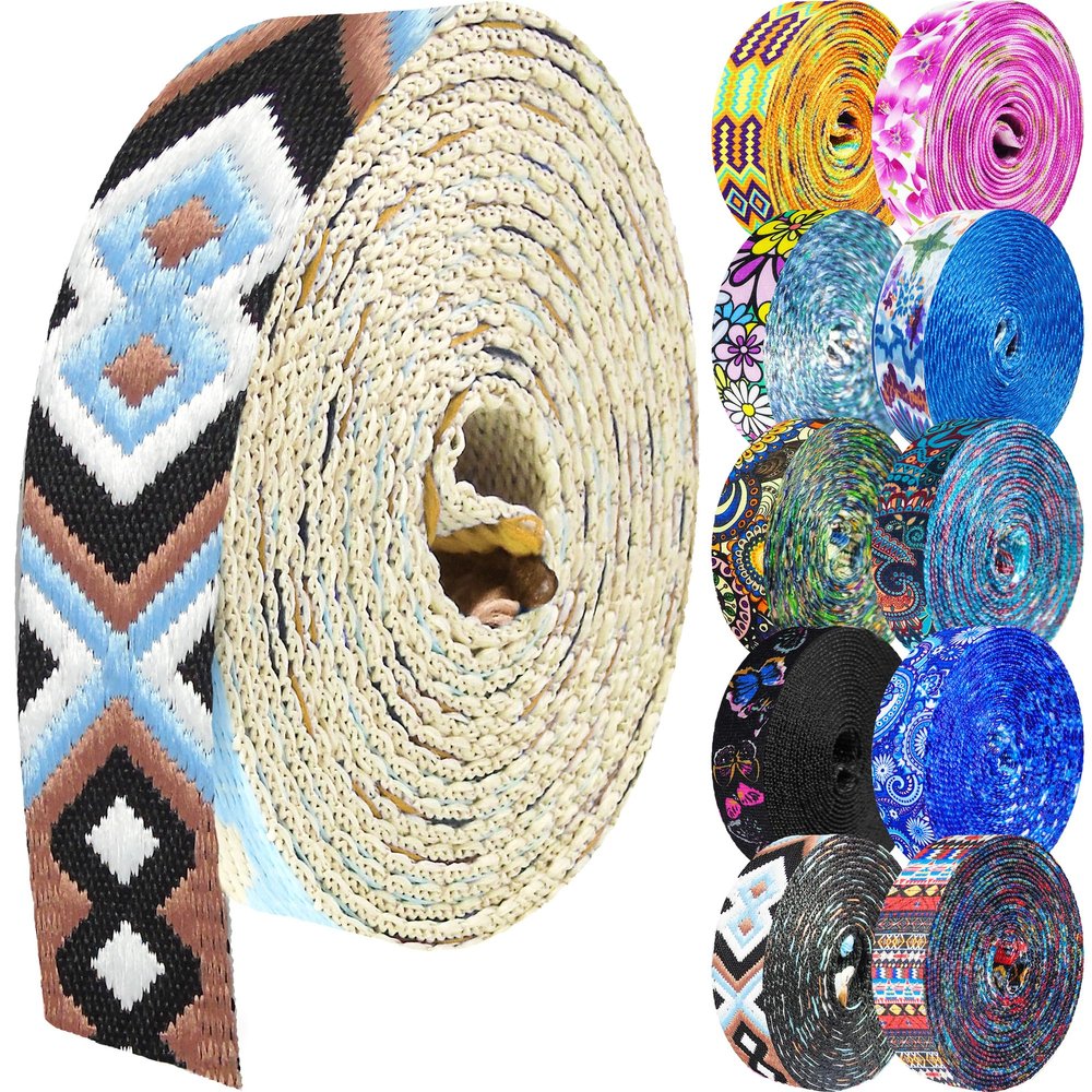 Grosun 1.5 inch Patterned Nylon Webbing Belt Webbing Straps Purse Straps Backpack Straps Nylon Belt for Seatbelt, Bags, Backpacks, Luggage (LL, 10 Yards)
