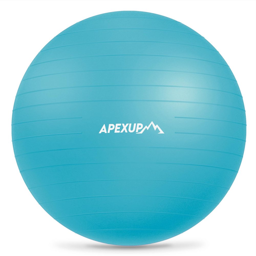 APEXUP Yoga Ball Exercise Ball Anti Slip Heavy Duty for Fitness, Balance & Core Workout (M (19"~22) 55cm, Light Blue)