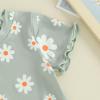 0-3T Toddler Baby Girl Summer Clothes Short Sleeve Floral Tshirt Tops and Shorts Set Oversized Outfit Boho Clothes (Green, 18-24 Months) view 4