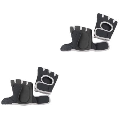 BESPORTBLE 2pairs Dumbbell Fitness Barbell Strength Training Gloves Women's Half Finger Exercise Gloves Sports Grip Strength Trainer Grey