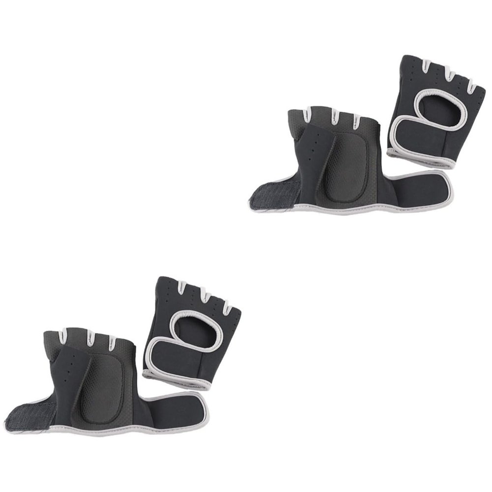 BESPORTBLE 2pairs Dumbbell Fitness Barbell Strength Training Gloves Women's Half Finger Exercise Gloves Sports Grip Strength Trainer Grey