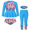 GRACE KARIN Girls Swimsuit Long Sleeve Bathing Suit Rash Guard Swimwear 4 Piece Size 5-12 view 1