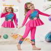 Girls Swimsuit Size 12-14 Rash Guard Swimwear Long Sleeve Floral Bathing Suit Hot Pink view 2